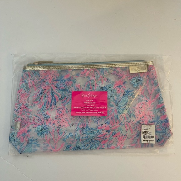 NWT Lilly Pulitzer Clear pouch bag Celestial Blue Seek And Sea Pvc Pouch - Picture 3 of 7